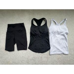 Lululemon Women's Athletic Lot Size 2 Fast Free Shorts Tank Black Ribbed White